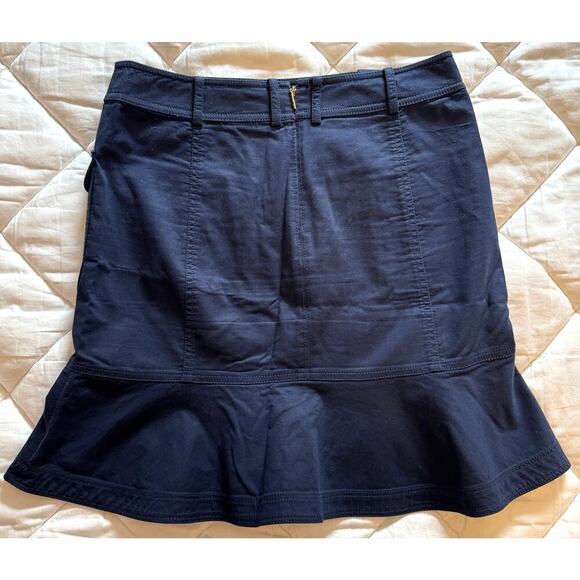 TORY BURCH Cotton Cargo Sailor Skirt with Kick Pleat Pockets Buttons Size 4 - Picture 3 of 6